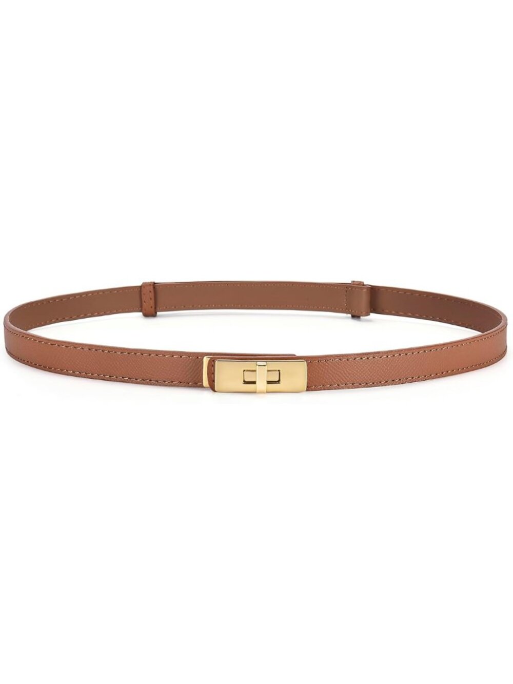 Adjustable Skinny Leather Belt for Women - Slim Thin Waist Belt for Dresses